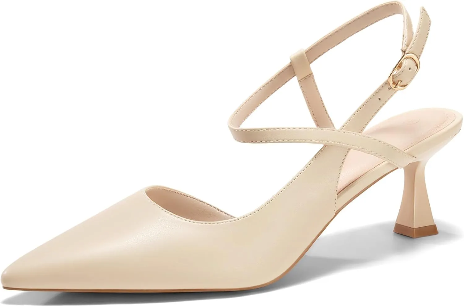 Womens Low Kitten Heel Closed Pointed Toe Slingback Pumps Heels Slip On Heeled Sandals Dress Shoes