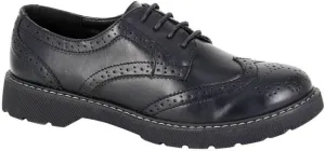 Womens Platform Brogue Shoes with Low Heel Black