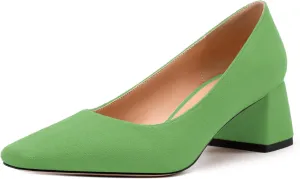 Women’s Pumps, Chunky Low Block Heels Square Closed Toe Dress Pumps Shoes for Women