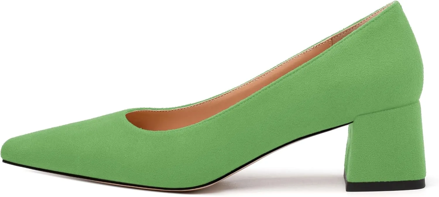 Women’s Pumps, Chunky Low Block Heels Square Closed Toe Dress Pumps Shoes for Women