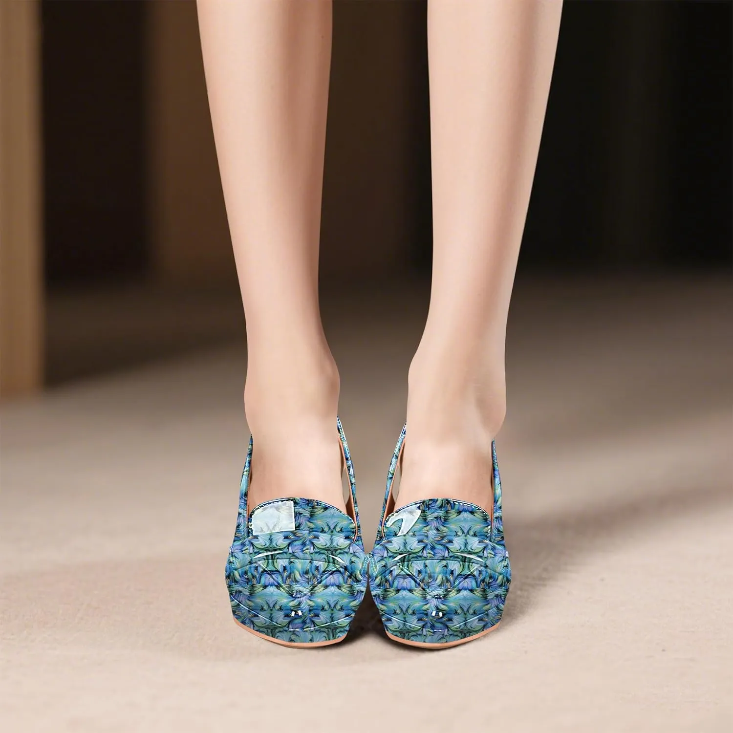 Women's Slingback High Heel Pointed Toe Platform Pumps Buckle Strap Patent Leather Dress Shoes