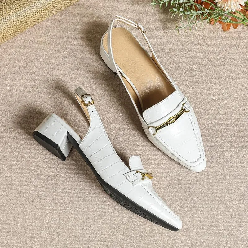 Women's Slingback Low Block Heels Closed Toe Dress Pumps Shoes for Wedding Office Evening Party