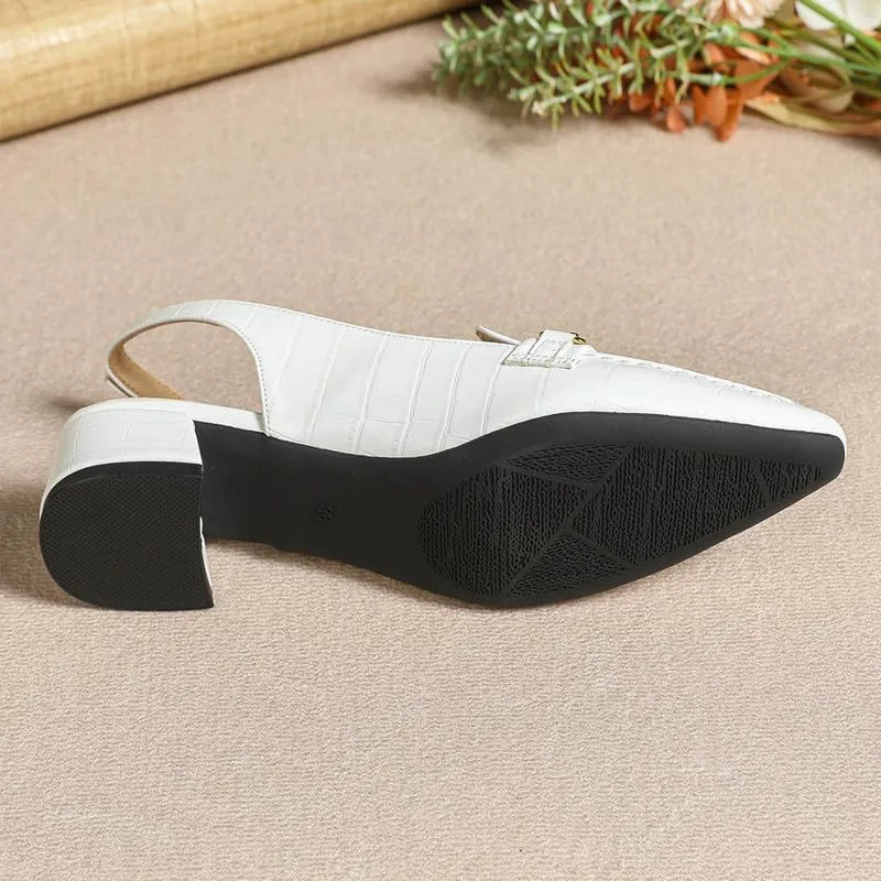 Women's Slingback Low Block Heels Closed Toe Dress Pumps Shoes for Wedding Office Evening Party