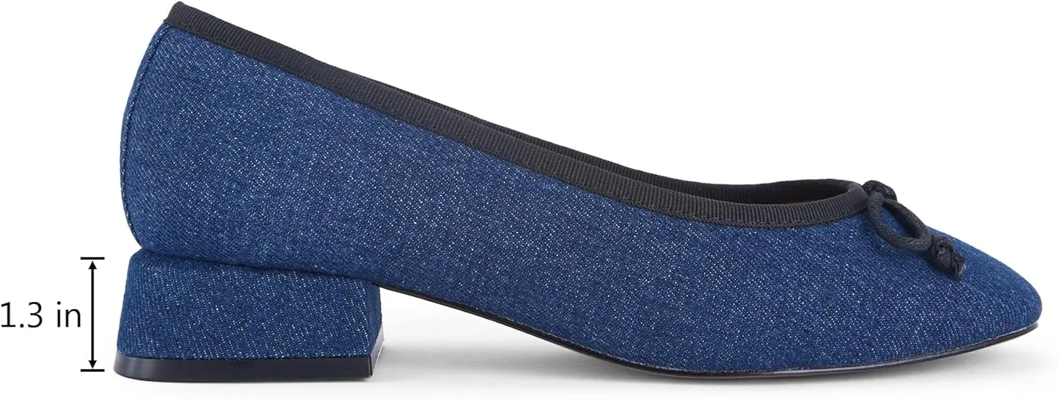 Women's Square Toe Pumps Low Chunky Block Heel Dress Shoes