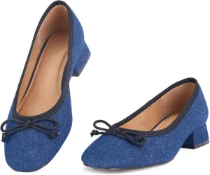 Women's Square Toe Pumps Low Chunky Block Heel Dress Shoes