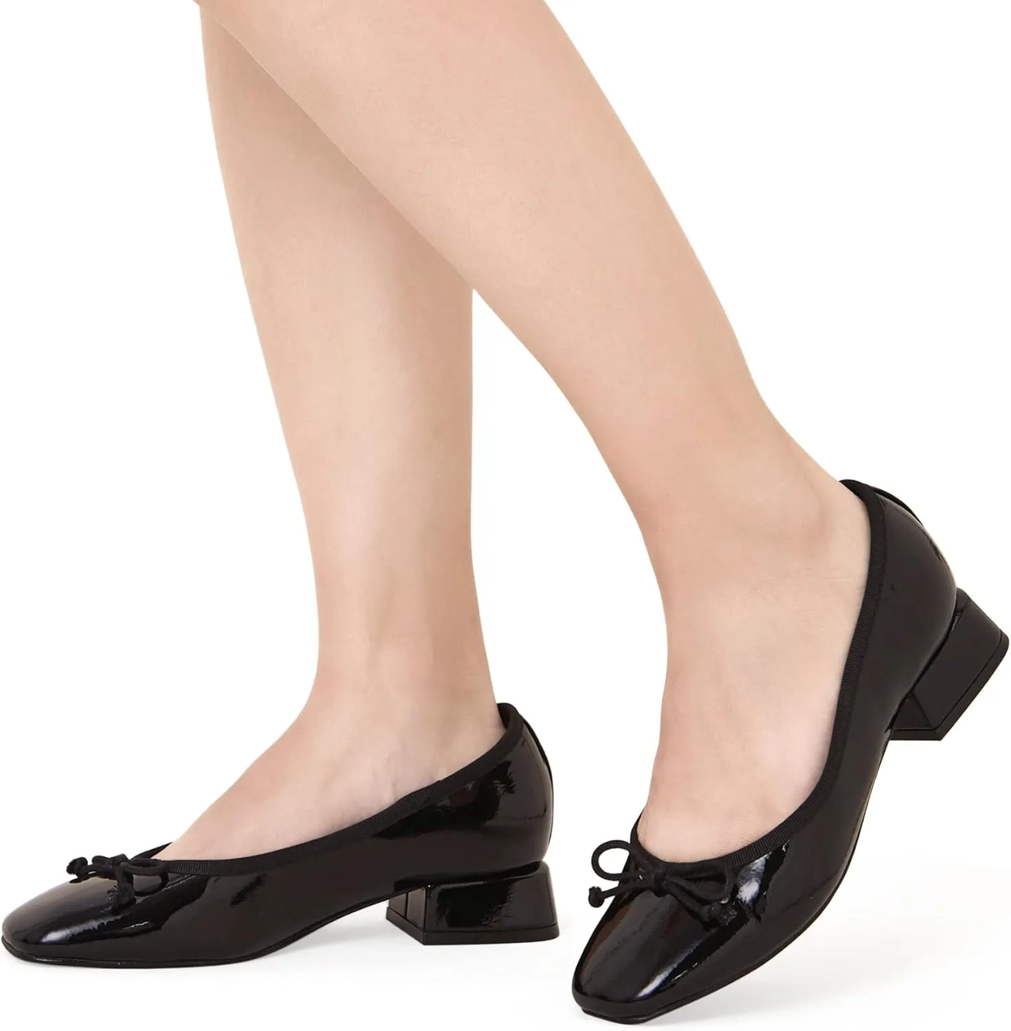 Women's Square Toe Pumps Low Chunky Block Heel Dress Shoes