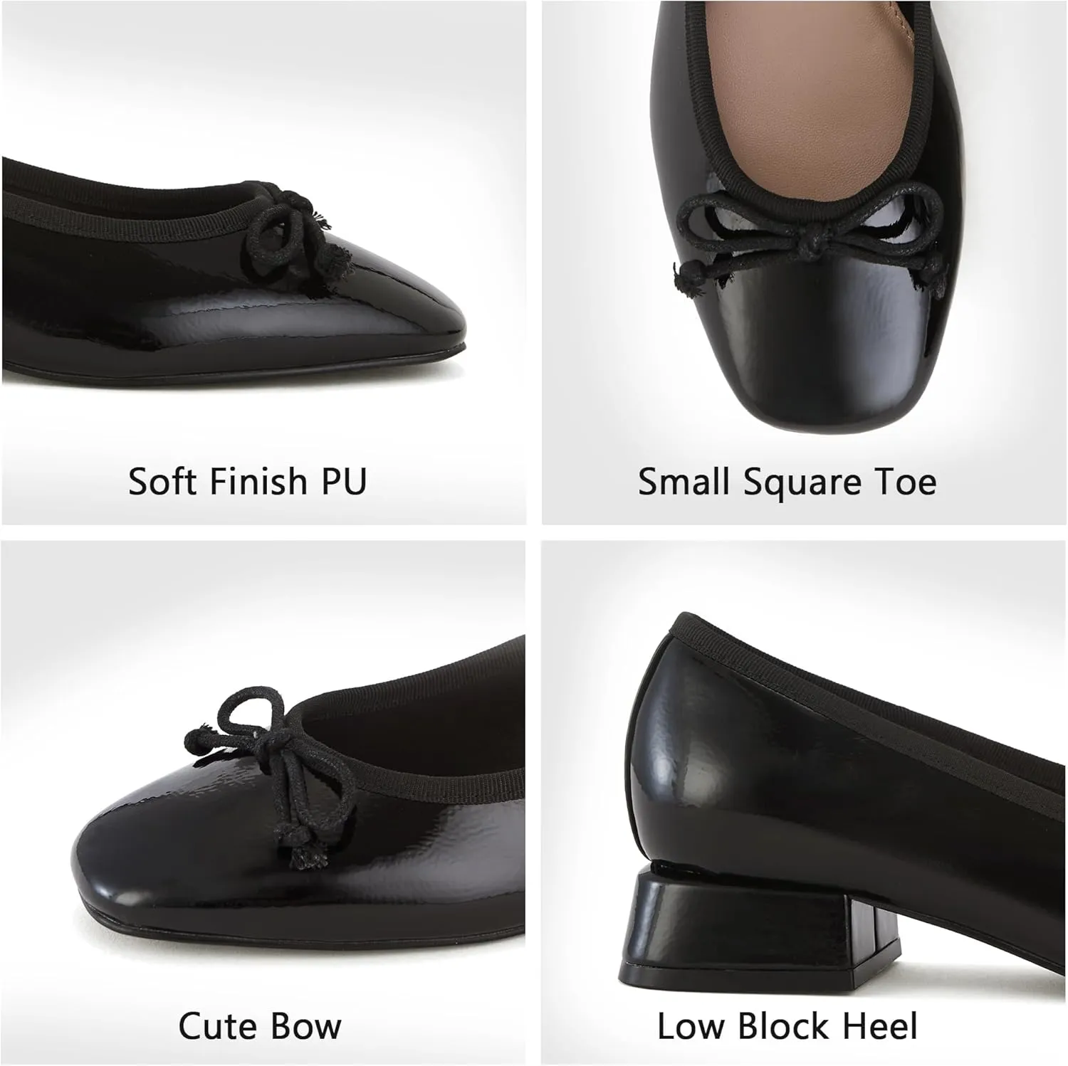 Women's Square Toe Pumps Low Chunky Block Heel Dress Shoes