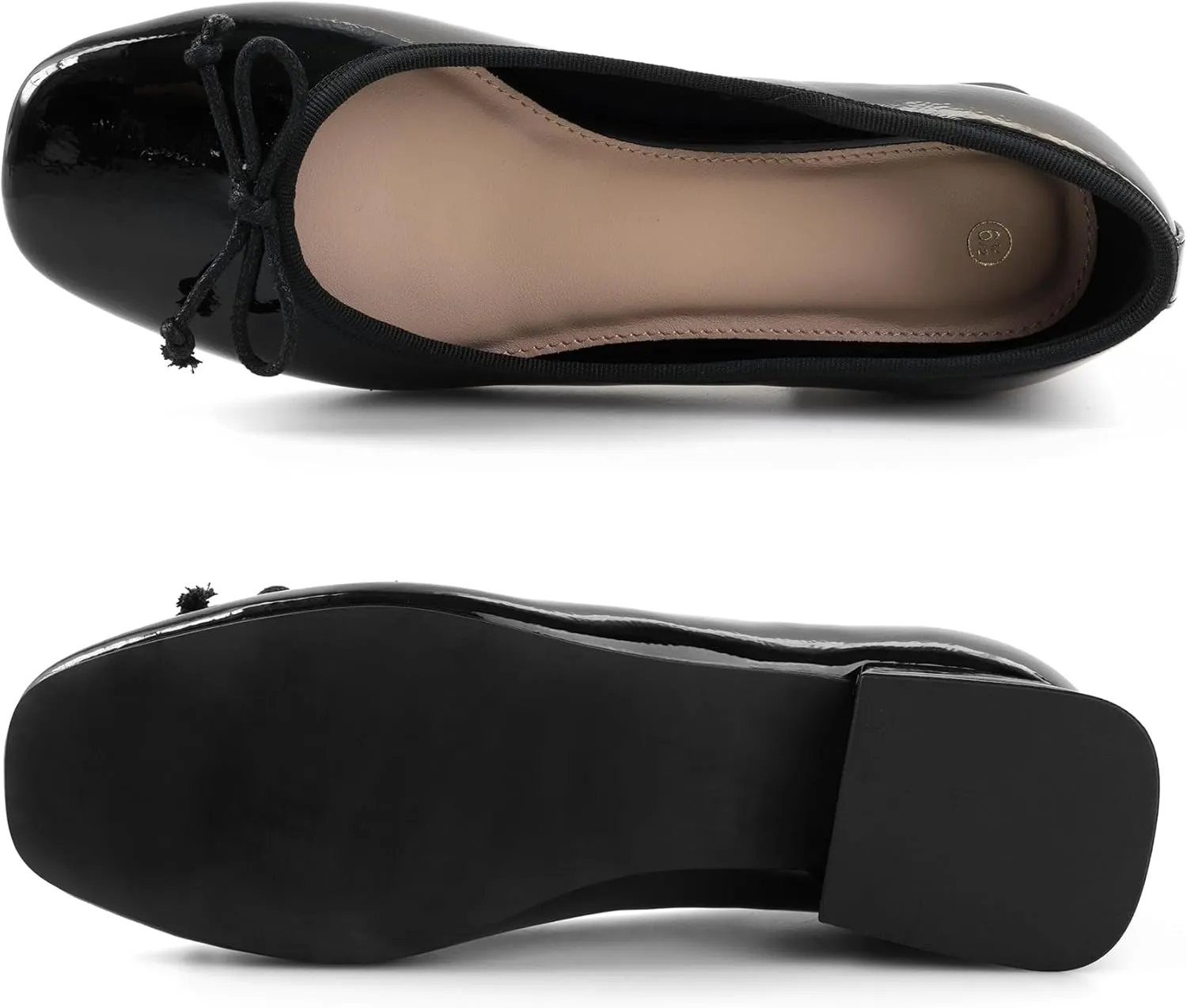 Women's Square Toe Pumps Low Chunky Block Heel Dress Shoes