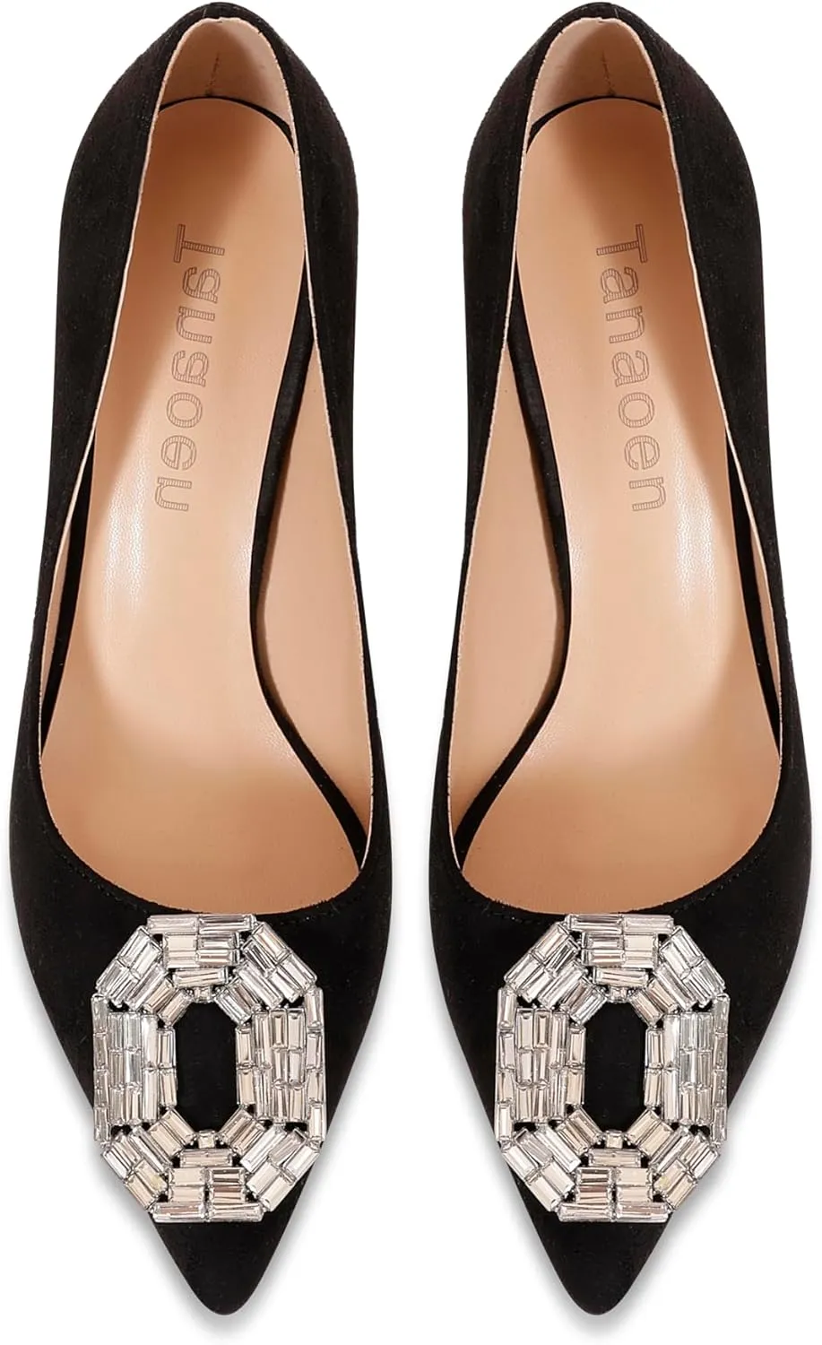 Women's Stiletto High Heel Pumps Wedding Party Closed Classic Dress Heeded Shoes with Crystal Decorative Buckle Decoration
