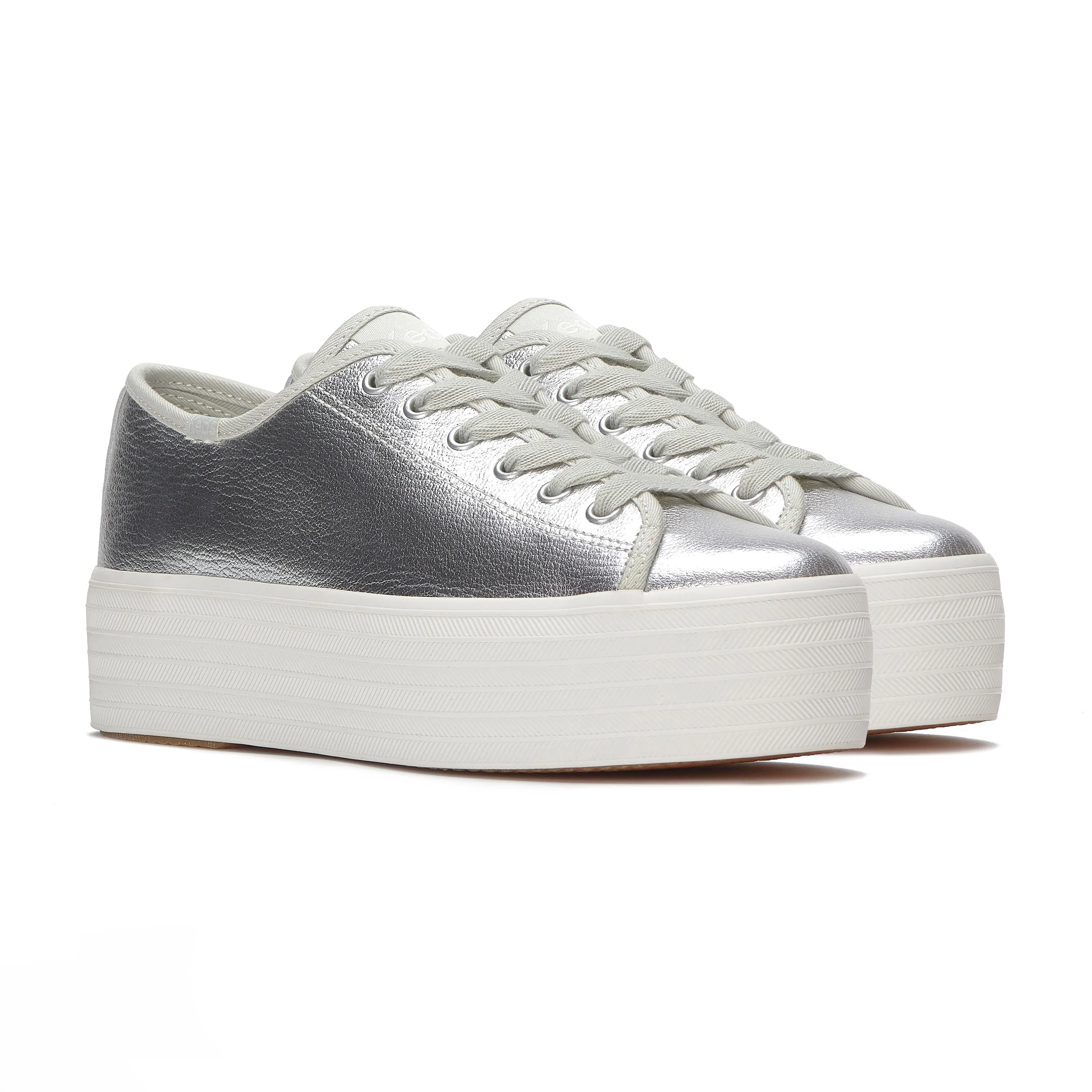Women's Triple Up Washed Metallic Leather Silver