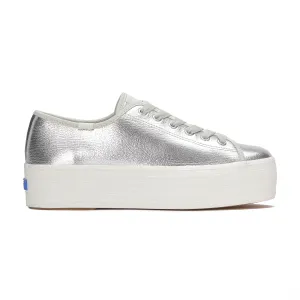 Women's Triple Up Washed Metallic Leather Silver