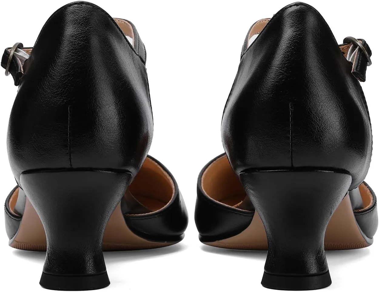 Women's Vintage T-Strap Low Pumps Comfortable Kitten Heel, Closed Toe