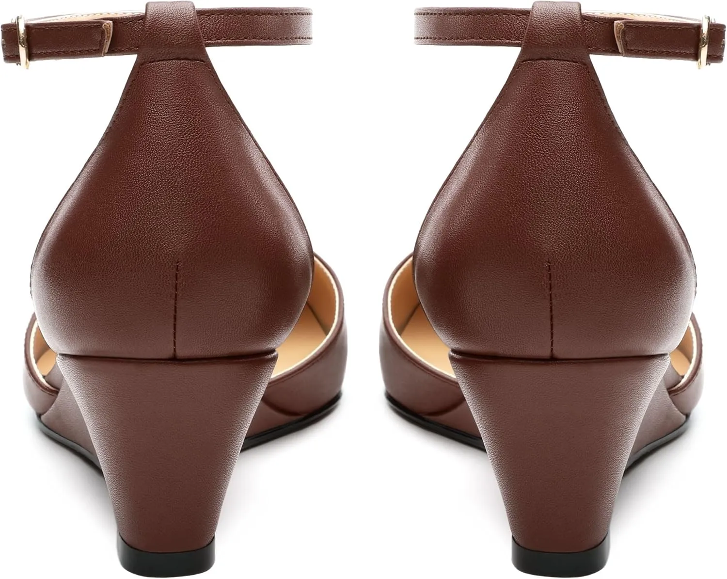 Womens Wedge Pumps, Pointed Toe Low Heel Wedges with Ankle Strap for Evening Party Dress Casual 2 Inch