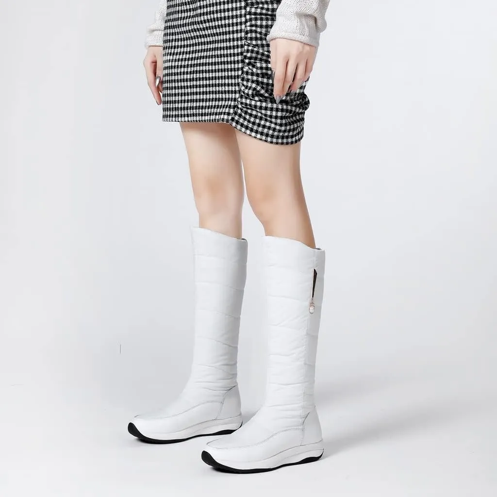 Women's Winter Knee High Snow Boots Waterproof Rain Warm Fur Lined Cold Weather Wide Calf Snow Boot