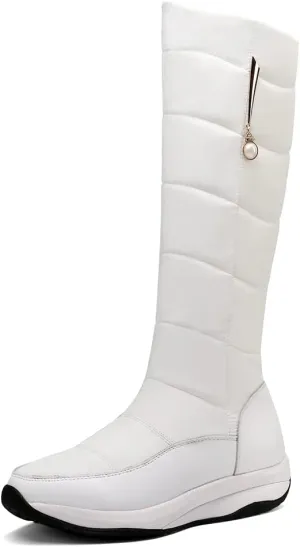 Women's Winter Knee High Snow Boots Waterproof Rain Warm Fur Lined Cold Weather Wide Calf Snow Boot