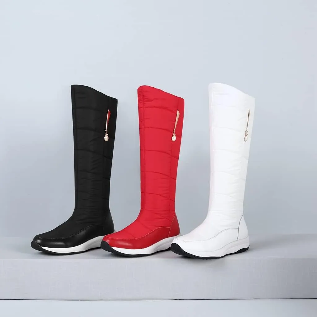Women's Winter Knee High Snow Boots Waterproof Rain Warm Fur Lined Cold Weather Wide Calf Snow Boot