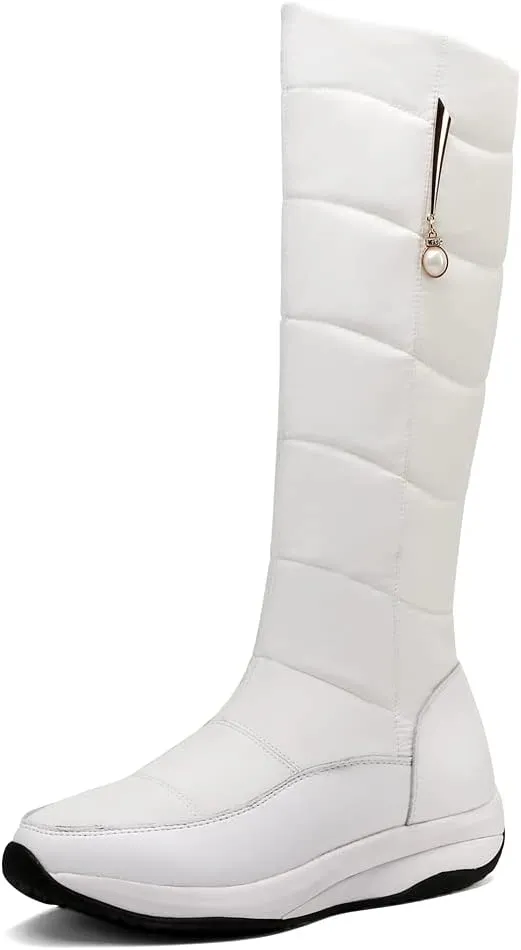 Women's Winter Knee High Snow Boots Waterproof Rain Warm Fur Lined Cold Weather Wide Calf Snow Boot