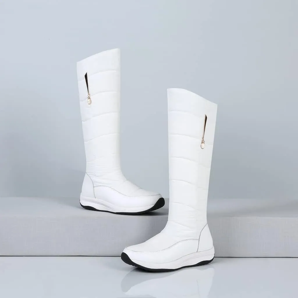 Women's Winter Knee High Snow Boots Waterproof Rain Warm Fur Lined Cold Weather Wide Calf Snow Boot