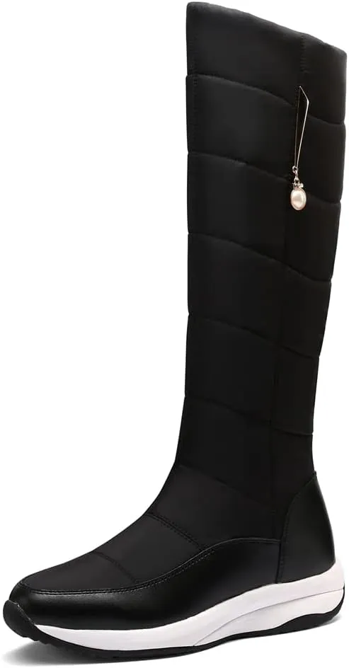 Women's Winter Knee High Snow Boots Waterproof Rain Warm Fur Lined Cold Weather Wide Calf Snow Boot