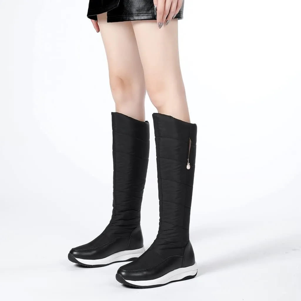 Women's Winter Knee High Snow Boots Waterproof Rain Warm Fur Lined Cold Weather Wide Calf Snow Boot