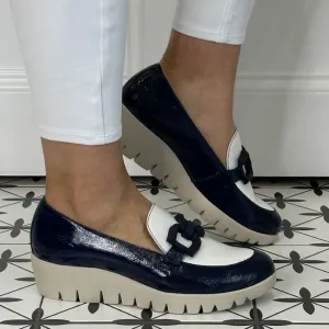 Wonders Fly Wedge Loafer C-33311-NAVY WHITE