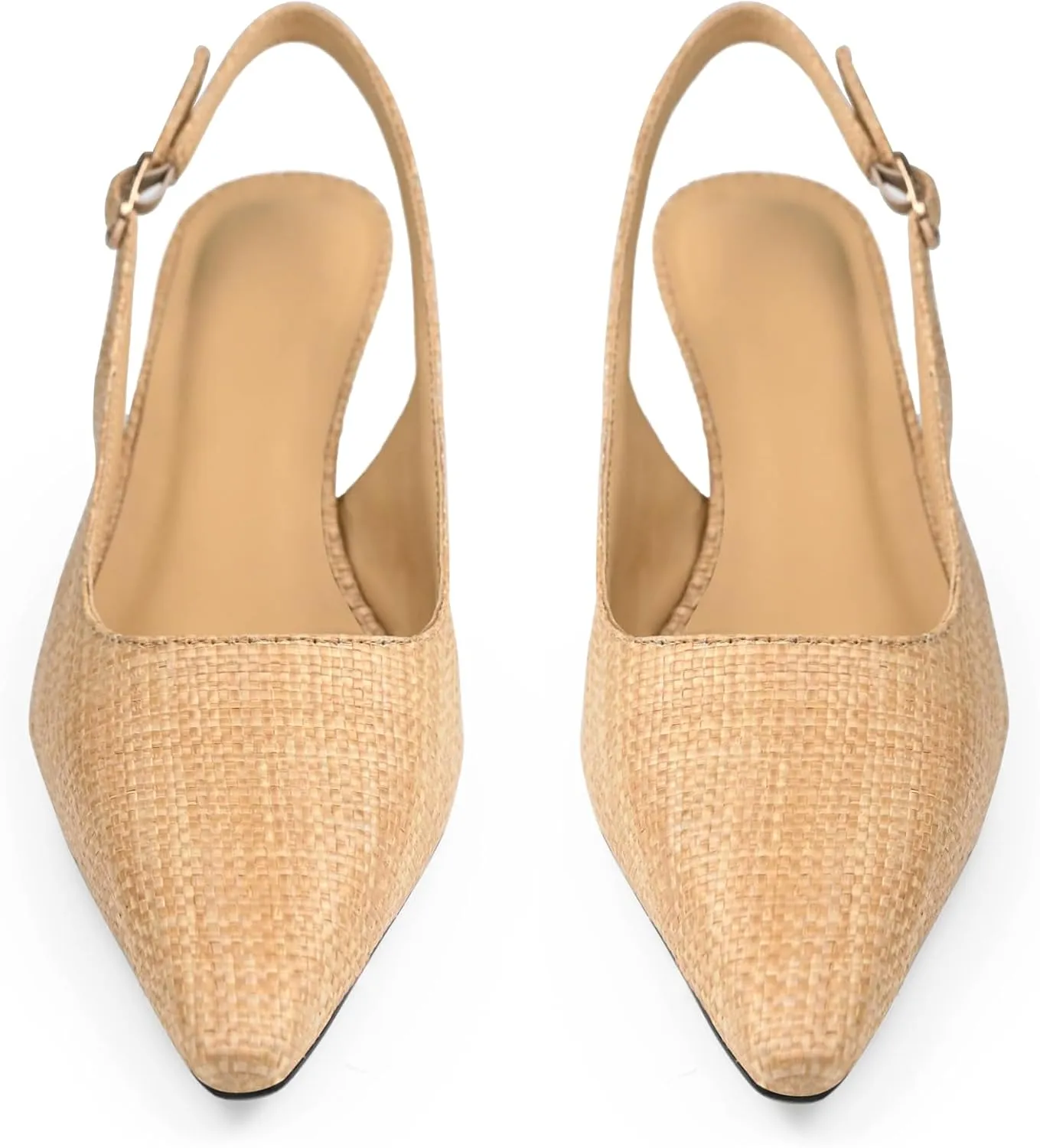 Woven Heels for Women Kitten Low Heel Slingback Pumps