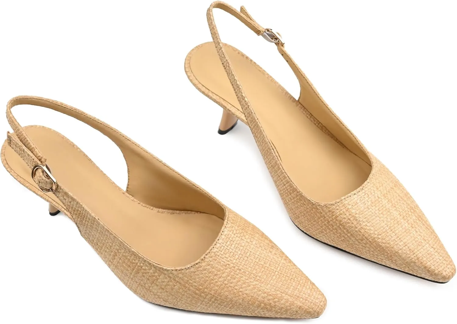 Woven Heels for Women Kitten Low Heel Slingback Pumps