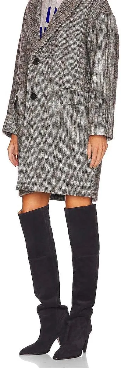 XYD Sassy Cone Mid Heels Thigh High Boots for Women Over The Knee Stretchy Pointed Toe Stylish Baggy Winter Warm Dress Long Booties Shoes