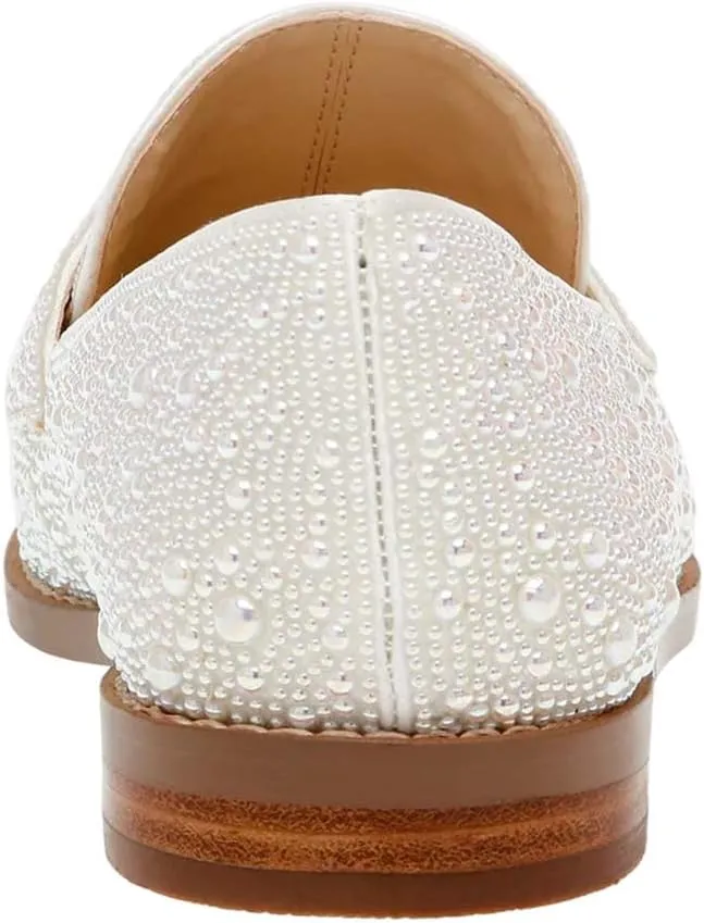 XYD Women's Sparkle Penny Loafer Flat Rhinestone Studded Closed Toe Dressy Glam Low Heel Slip On Evening Fashion Shoes