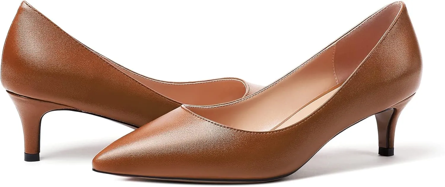 YODEKS Women's Kitten Heel Pumps Pointed Toe Low Heel Pumps Slip on Comfort Dress Shoes 2 Inches Heels for Party Wedding Dress