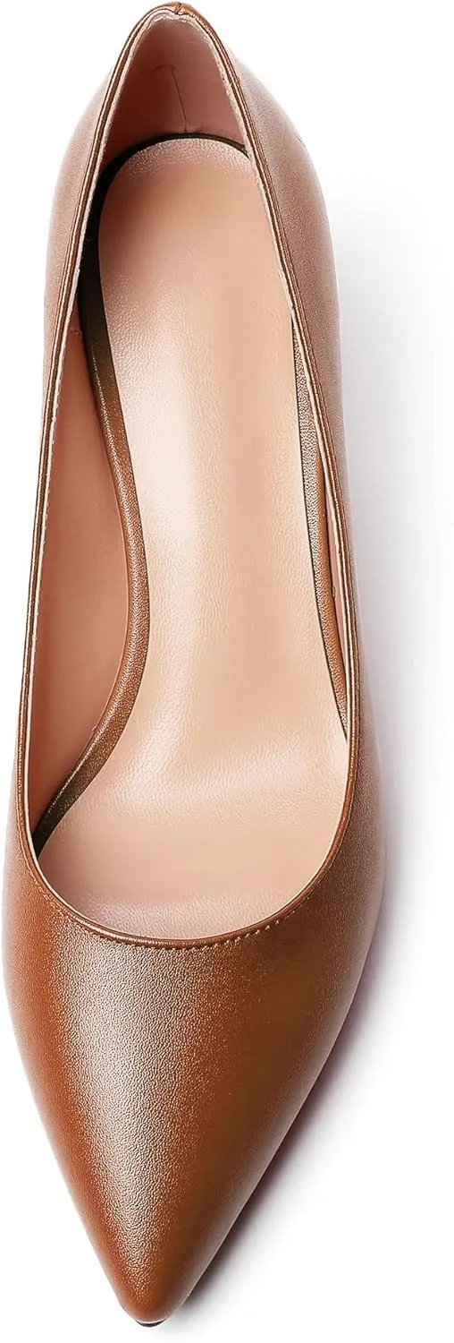 YODEKS Women's Kitten Heel Pumps Pointed Toe Low Heel Pumps Slip on Comfort Dress Shoes 2 Inches Heels for Party Wedding Dress