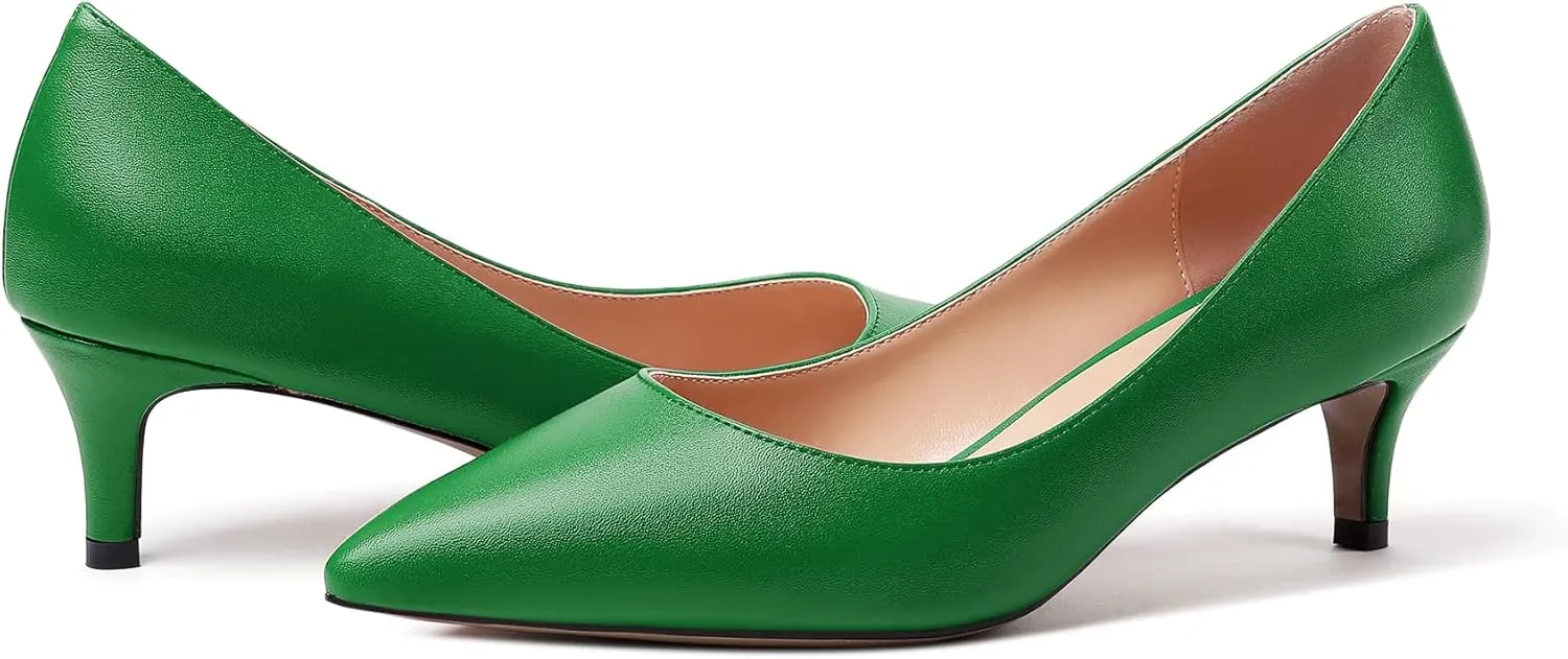 YODEKS Women's Kitten Heel Pumps Pointed Toe Low Heel Pumps Slip on Comfort Dress Shoes 2 Inches Heels for Party Wedding Dress