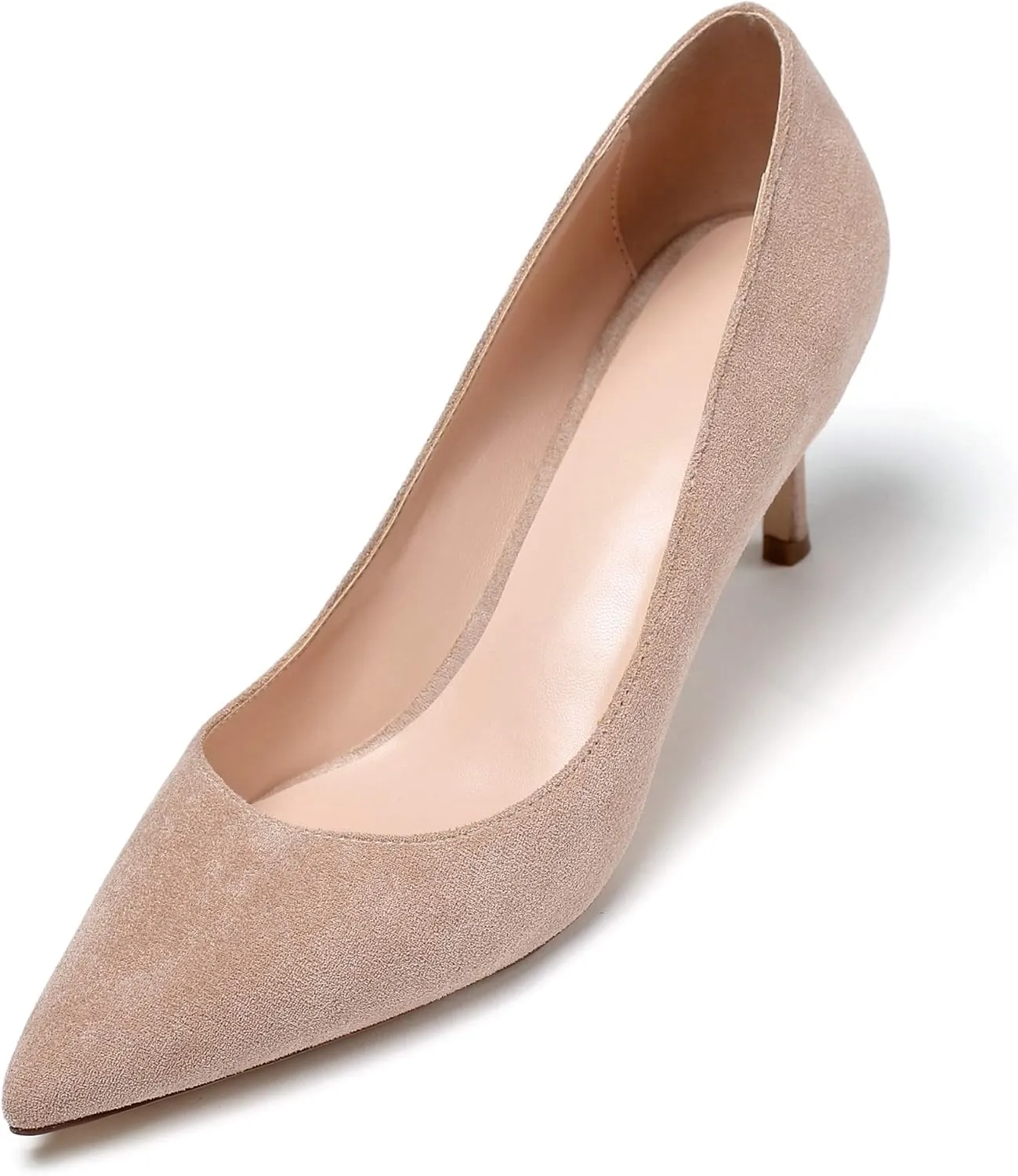 YODEKS Women's Kitten Heel Pumps Pointed Toe Slip On Classic Low Mid Heel Dress Shoes