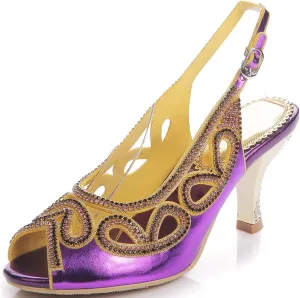 YooPrettyz Women Cutout Slingback Club Evening Dress Pumps Peep Toe Wedding Low Heels