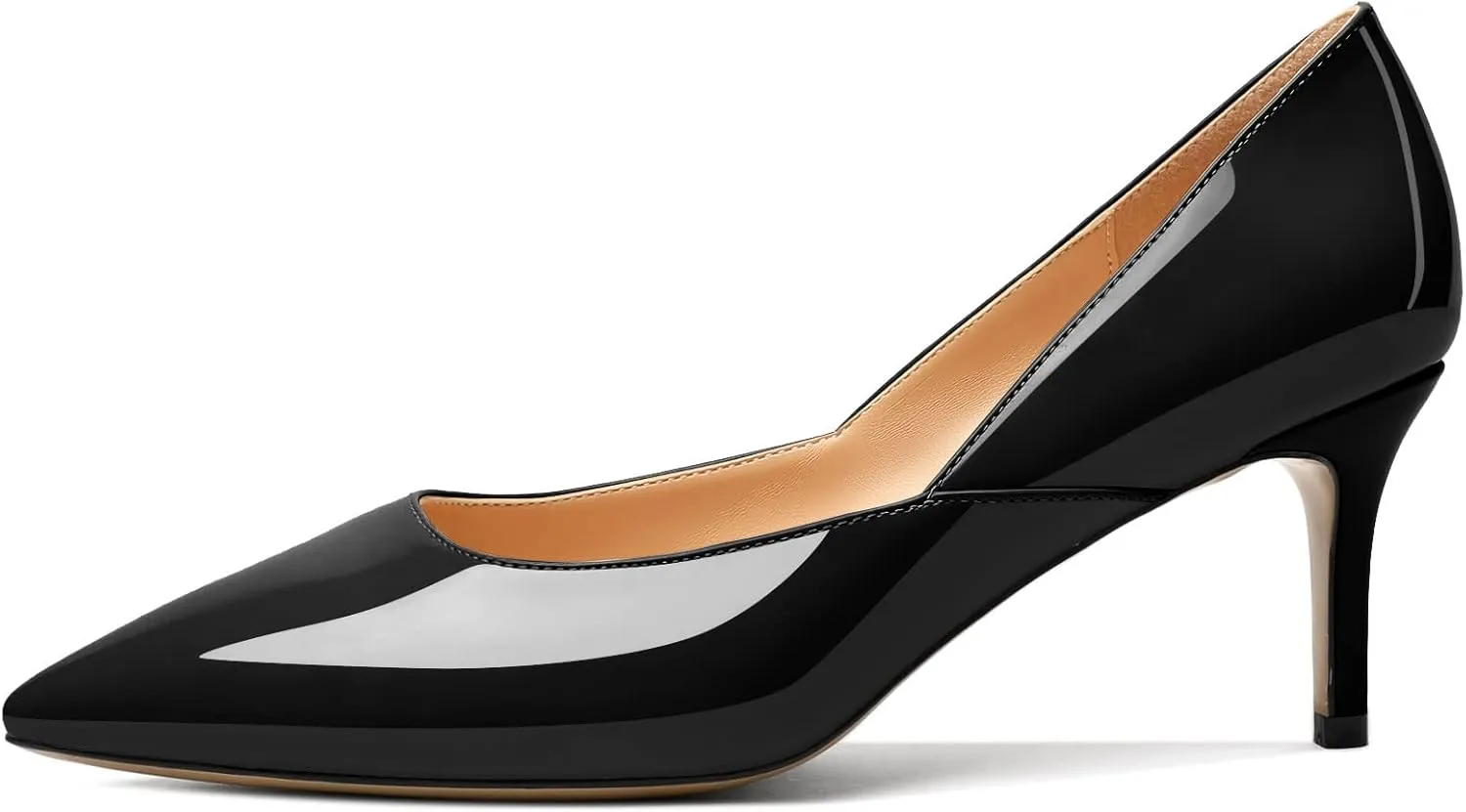 Zamikoo Low Kitten Heel Pumps for Women, Pointed Toe Slip on Heel Pumps, D'Orsay Heels Dress Shoes for Ladies Office Wedding Party 2.5 Inches