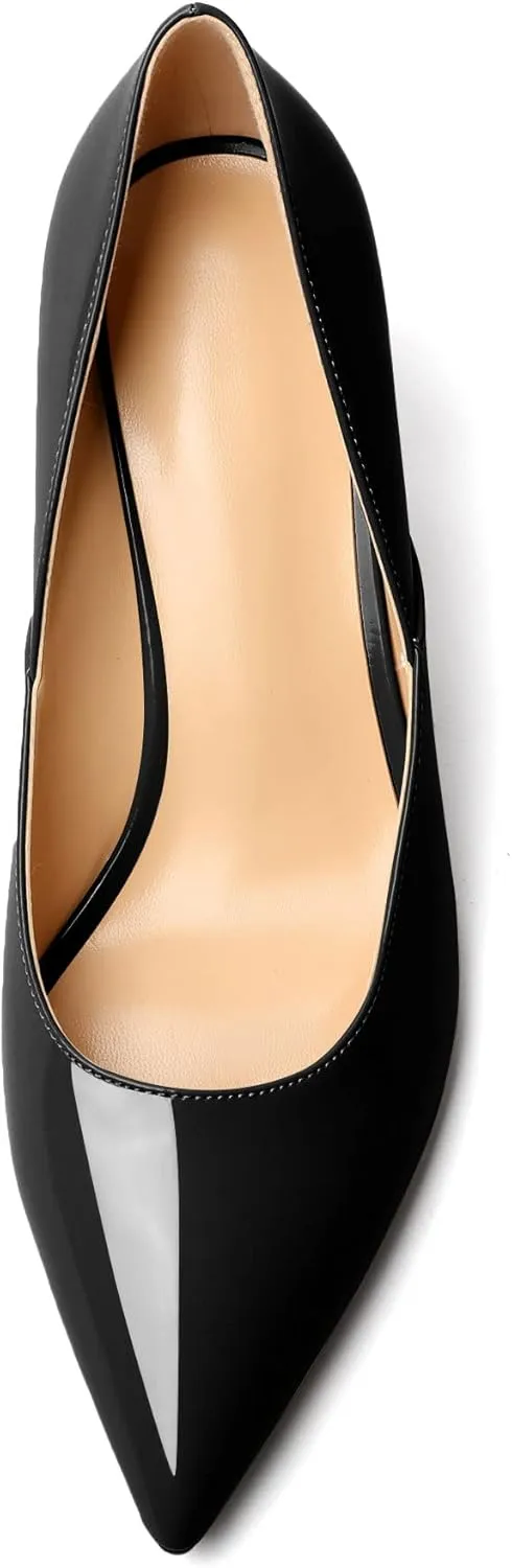 Zamikoo Low Kitten Heel Pumps for Women, Pointed Toe Slip on Heel Pumps, D'Orsay Heels Dress Shoes for Ladies Office Wedding Party 2.5 Inches