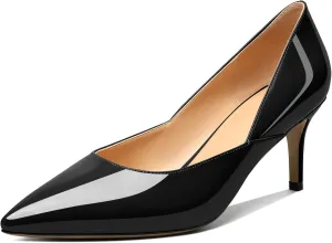 Zamikoo Low Kitten Heel Pumps for Women, Pointed Toe Slip on Heel Pumps, D'Orsay Heels Dress Shoes for Ladies Office Wedding Party 2.5 Inches