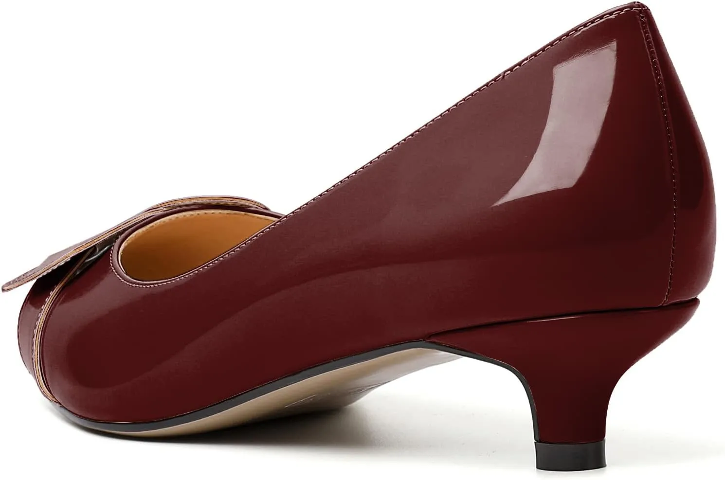 Zamikoo Women Pumps Kitten Heel Pointed Toe Slip On Classic Bow Tie Leather Patent Fashion Dress Shoes US Size 5- Size 13