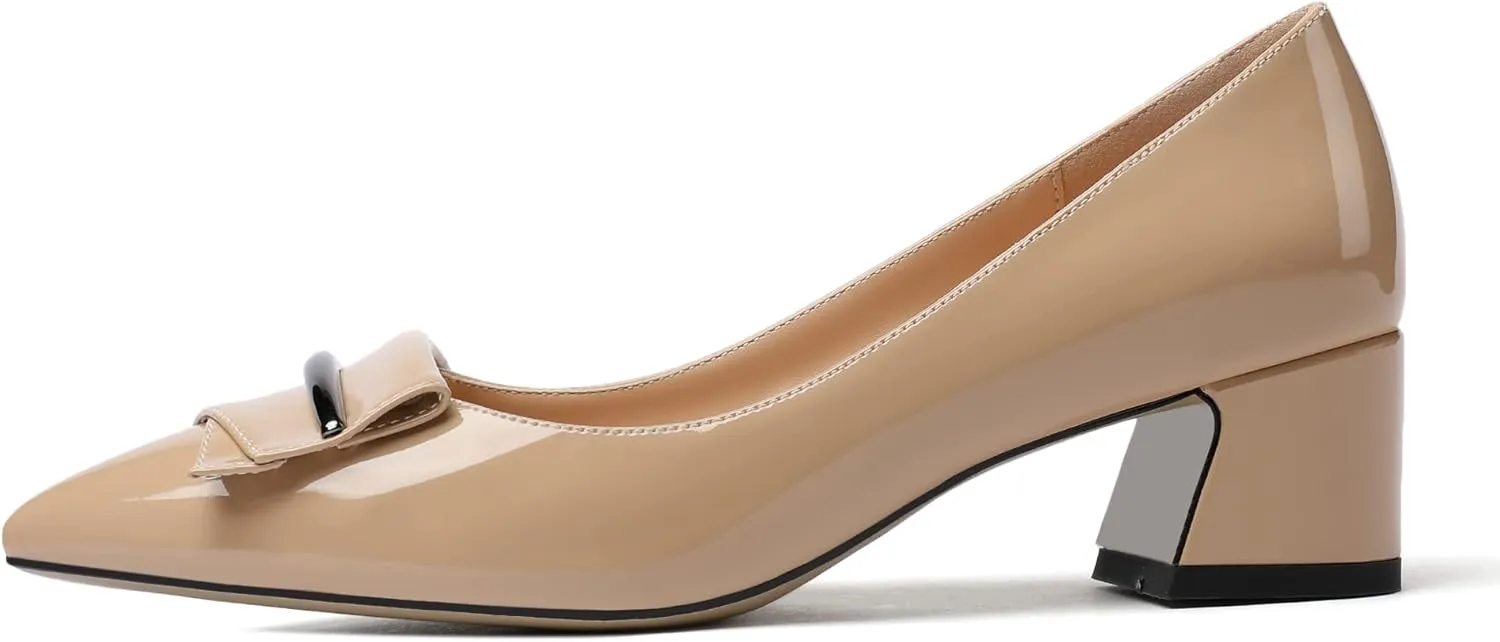 Zamikoo Women's Block Heel Pumps Low Heel Slip On Pointy Toe Wedding Dress Shoes US Size 5-13