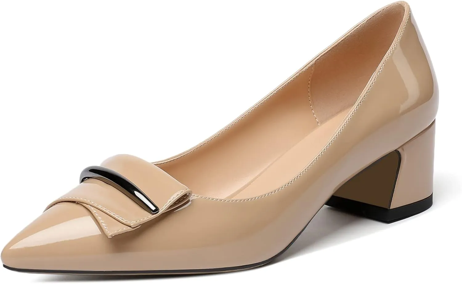 Zamikoo Women's Block Heel Pumps Low Heel Slip On Pointy Toe Wedding Dress Shoes US Size 5-13
