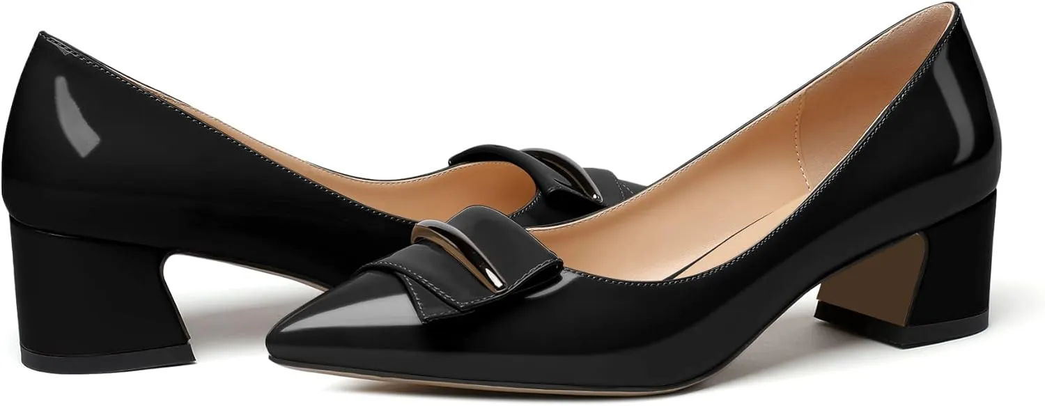 Zamikoo Women's Block Heel Pumps Low Heel Slip On Pointy Toe Wedding Dress Shoes US Size 5-13