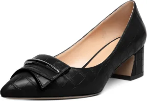 Zamikoo Women's Block Heel Pumps Low Heel Slip On Pointy Toe Wedding Dress Shoes US Size 5-13
