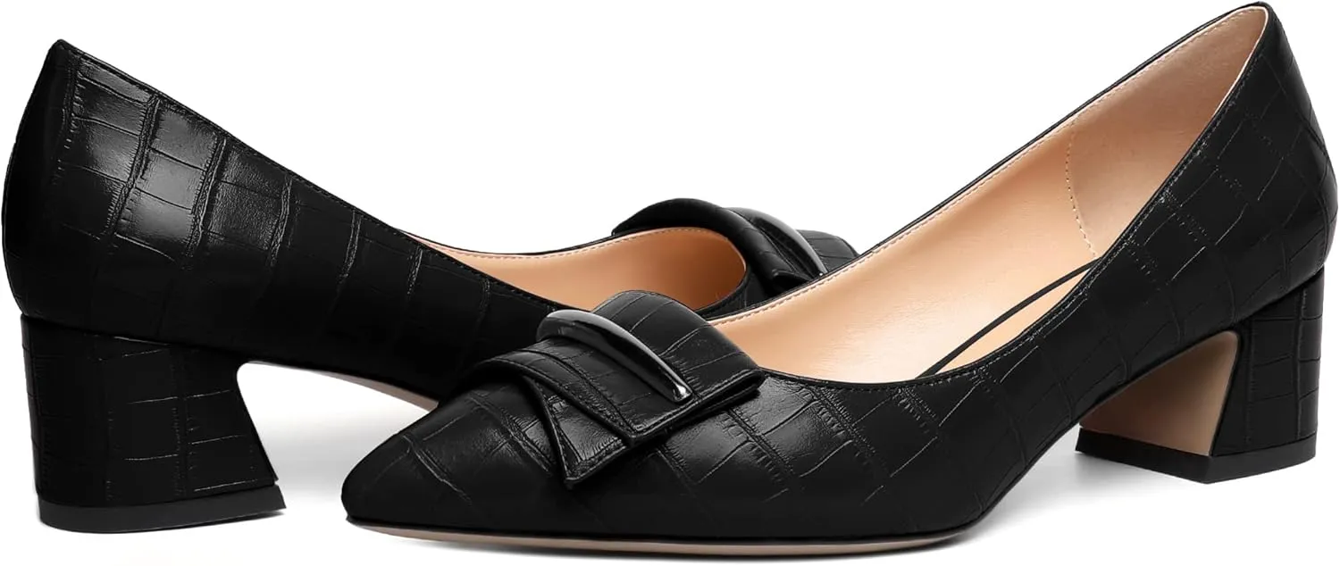 Zamikoo Women's Block Heel Pumps Low Heel Slip On Pointy Toe Wedding Dress Shoes US Size 5-13