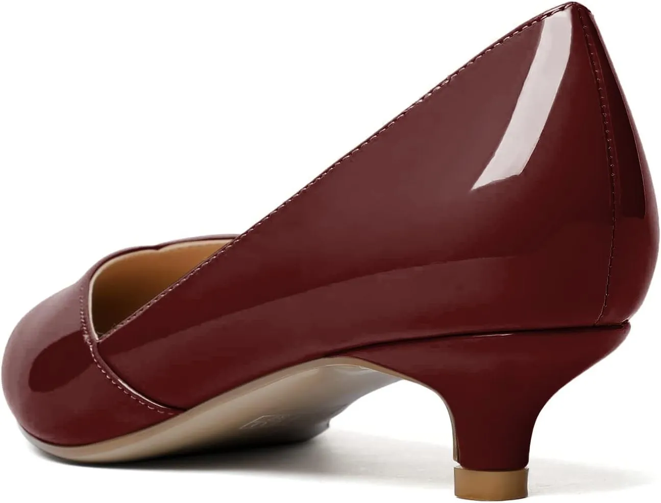 Zamikoo Women's Kitten Heel Pumps Pointed Toe Slip On 1.5 Inches Low Heel Patent Leather Dress Shoes US Size 5 - Size 13