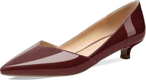 Zamikoo Women's Kitten Heel Pumps Pointed Toe Slip On 1.5 Inches Low Heel Patent Leather Dress Shoes US Size 5 - Size 13