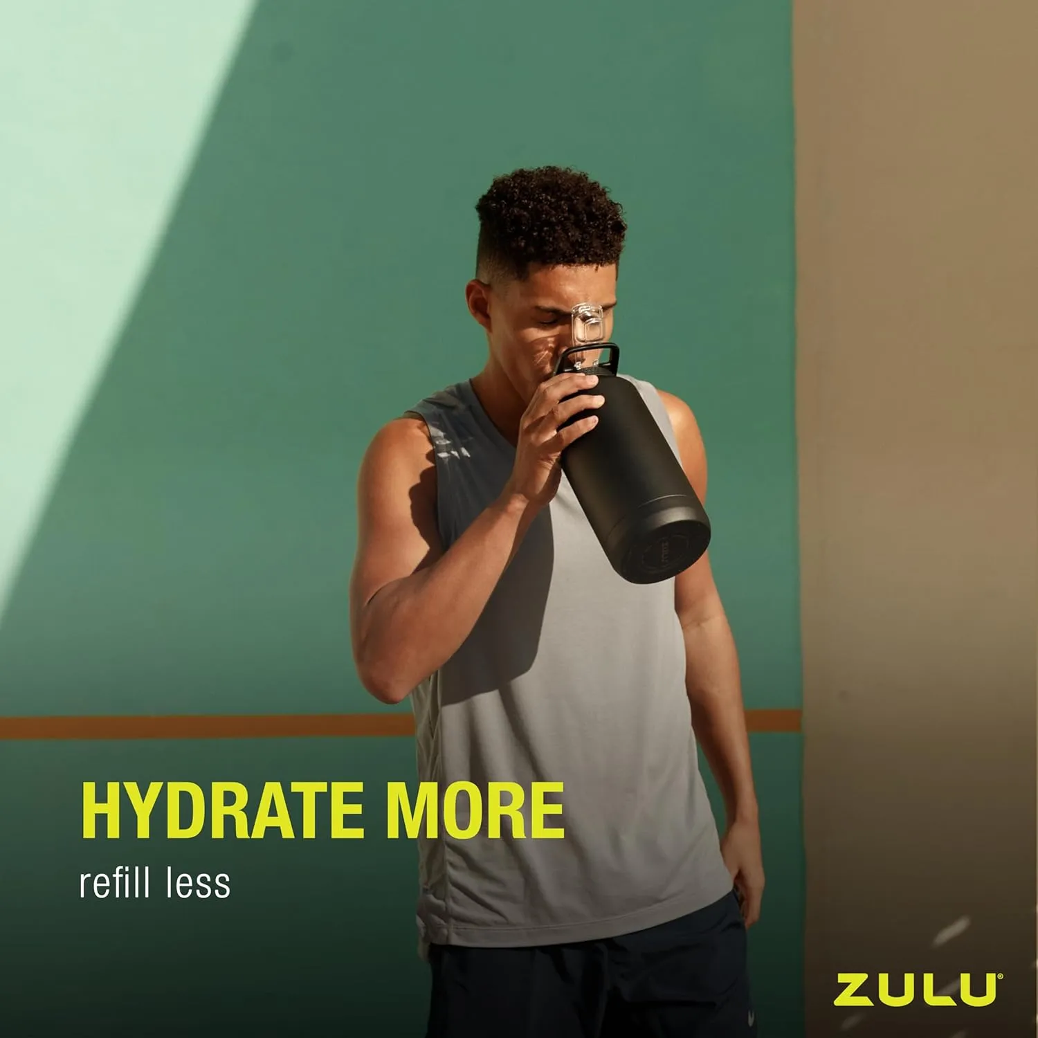 ZULU Goals Vacuum Insulated Large Capacity Stainless Steel Water Bottle | Reusable Jug Thermoses with Carry Handle | Leak-Proof Lid | Perfect for Travel, Workout, Gym, Hiking, Camping | 64oz, 101oz