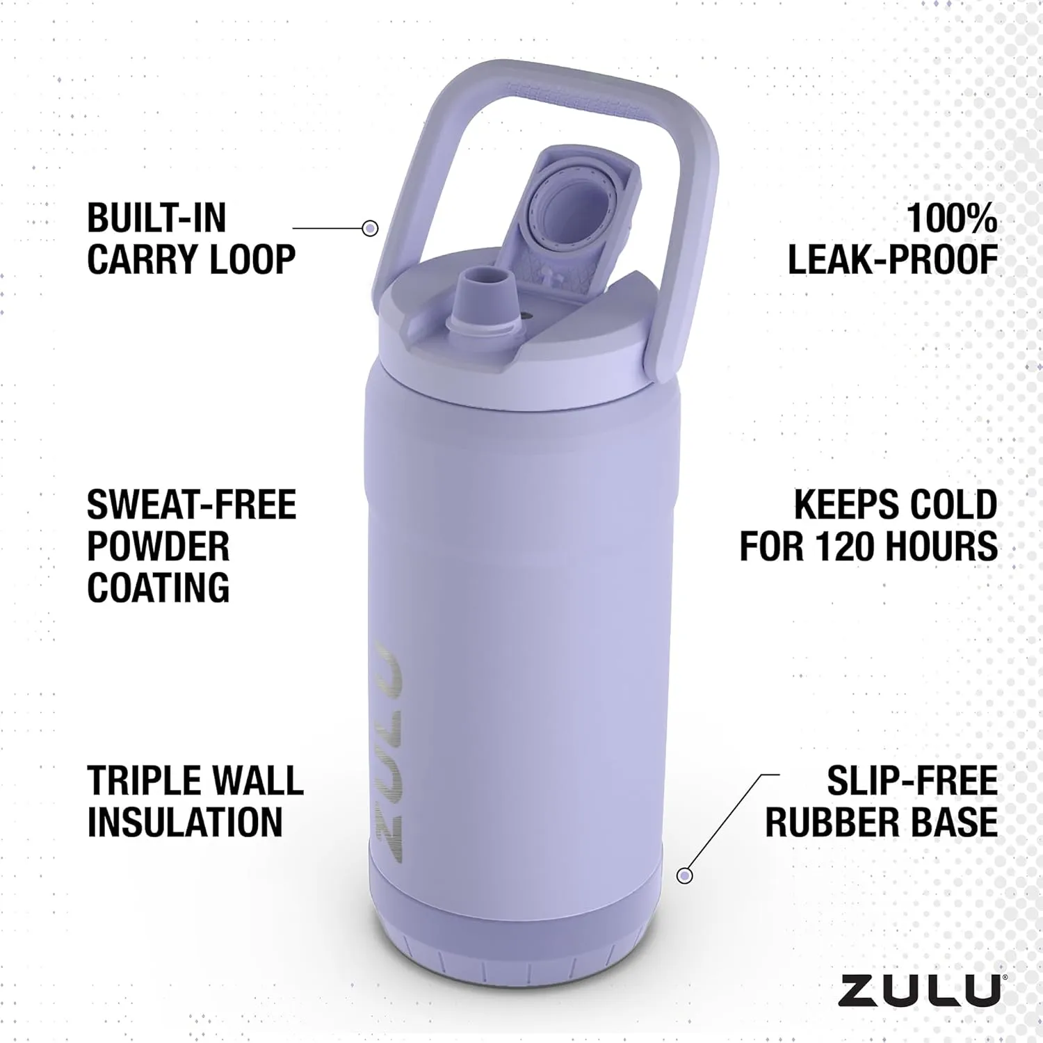 ZULU Goals Vacuum Insulated Large Capacity Stainless Steel Water Bottle | Reusable Jug Thermoses with Carry Handle | Leak-Proof Lid | Perfect for Travel, Workout, Gym, Hiking, Camping | 64oz, 101oz