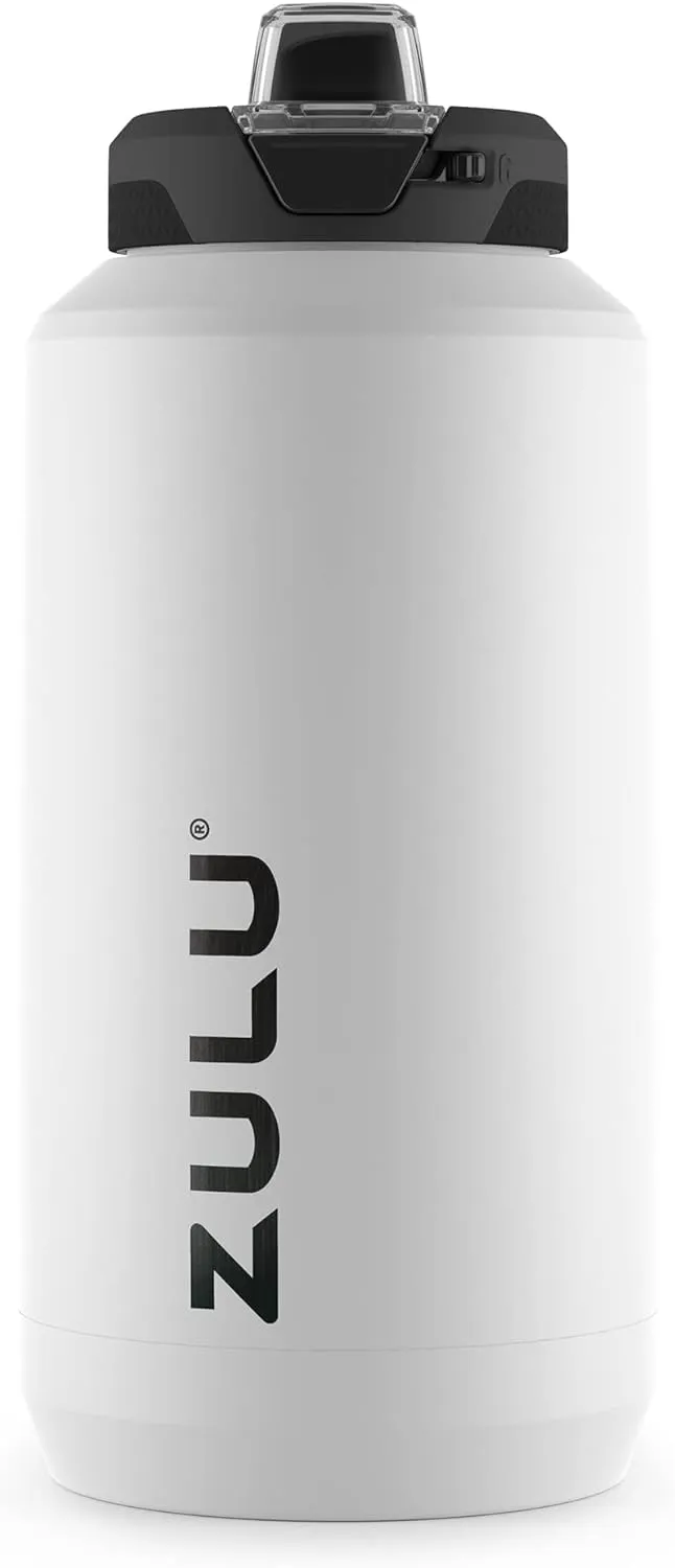 ZULU Goals Vacuum Insulated Large Capacity Stainless Steel Water Bottle | Reusable Jug Thermoses with Carry Handle | Leak-Proof Lid | Perfect for Travel, Workout, Gym, Hiking, Camping | 64oz, 101oz