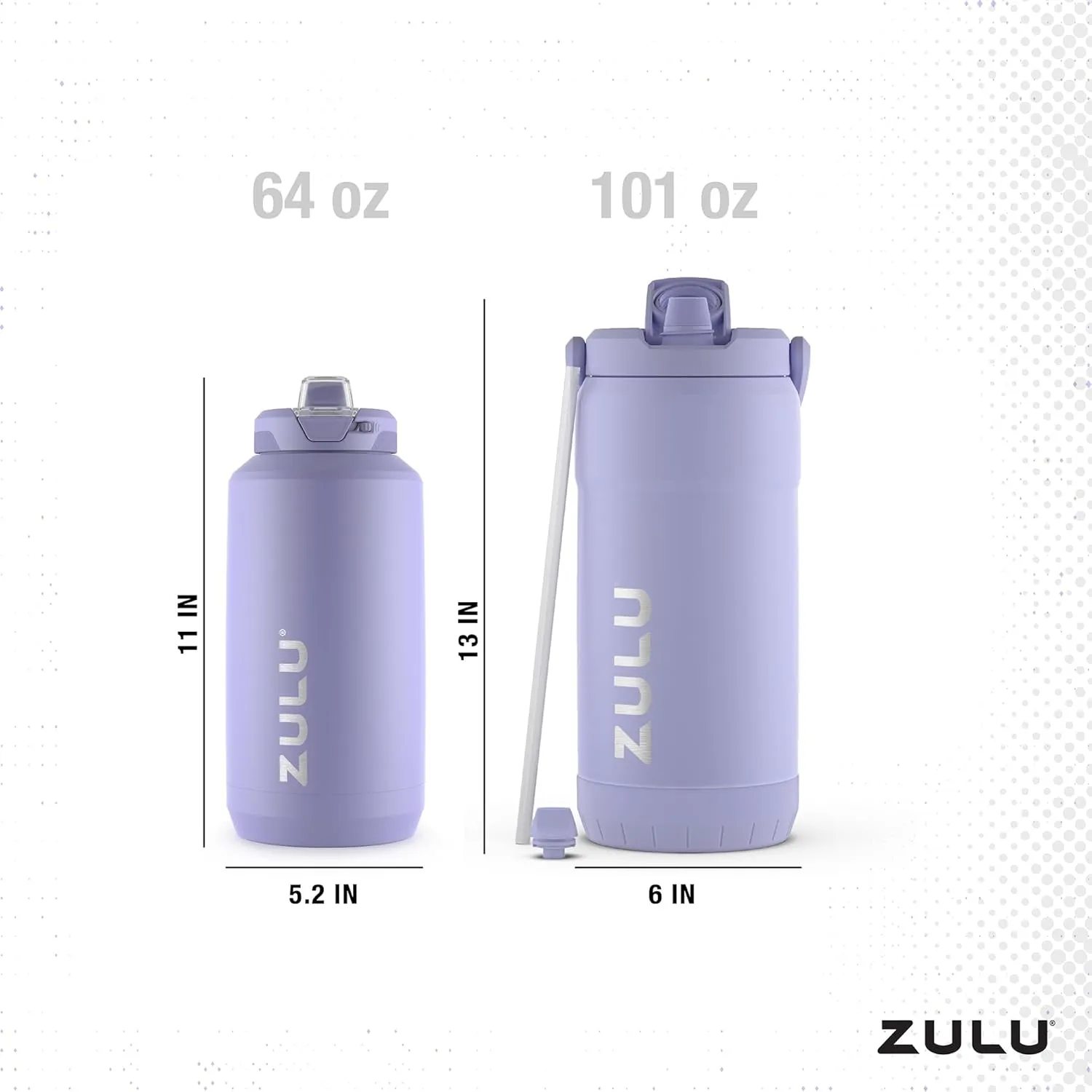 ZULU Goals Vacuum Insulated Large Capacity Stainless Steel Water Bottle | Reusable Jug Thermoses with Carry Handle | Leak-Proof Lid | Perfect for Travel, Workout, Gym, Hiking, Camping | 64oz, 101oz